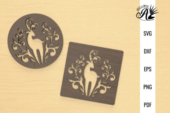 Download Winter Deer Christmas Reindeer Coasters - Deer christmas Collection