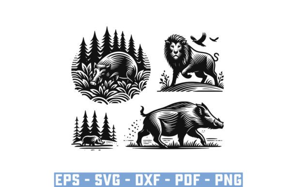 Download Wild Boar Hunter Pig Silhouette Bundle - Boar Collection