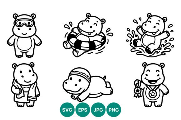 Download Cute Hippo Vector Art - Hippo Collection