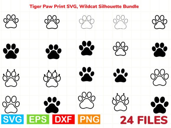 Download Tiger Paw Print SVG, Wildcat Silhouette - Svg Collection