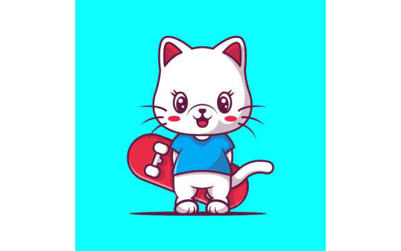Download Cute Cat with Skateboard Vector - Boar Collection