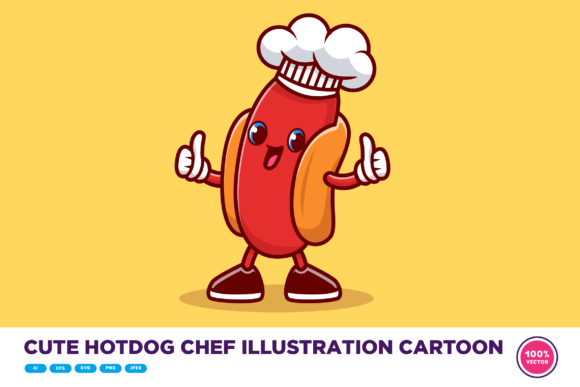 Download Cute Hotdog Chef Illustration Cartoon - Illustration Collection
