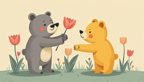 Download Cute Bear and Tulip, Bold Expressionism - Old Collection