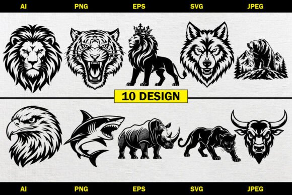 Download Wild Animal Vector Bundle Design SVG PNG - Svg Collection