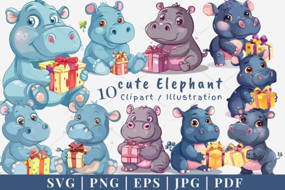Download Cute Hippo Vector, SVG 1S-80 - Hippo Collection