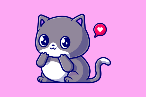 Download Cute Shy Cat Cartoon Illustration - Illustration Collection