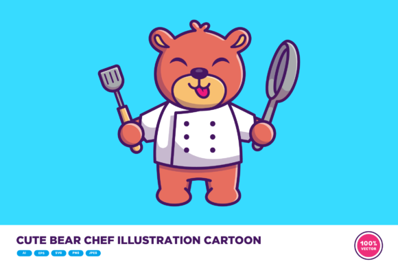 Download Cute Bear Chef Illustration Cartoon - Illustration Collection