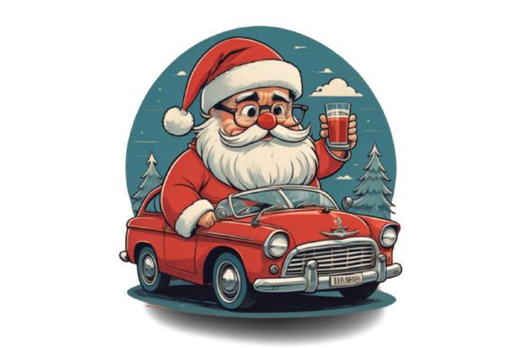 Download Cute Santa with Car Illustration Design - Illustration Collection