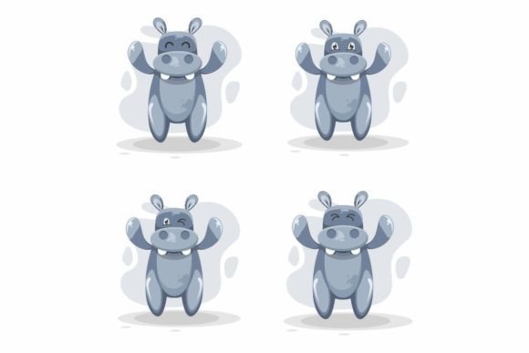 Download Cute Hippo Illustration Logo Design - Hippo Collection