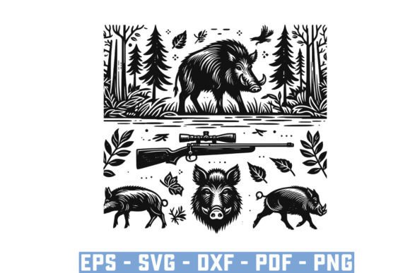 Download Wild Boar Hunter Pig Silhouette Bundle - Boar Collection