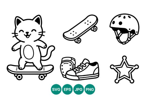 Download Happy Cat Riding Skateboard Vector - Boar Collection