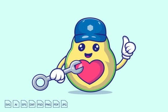 Download Avocado Holding Wrench Vector - Old Collection