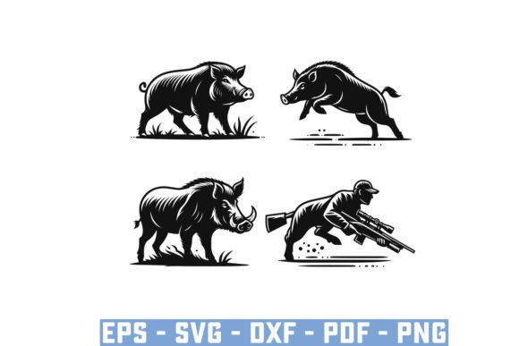 Download Wild Boar Hunter Pig Silhouette Bundle - Premium Resources