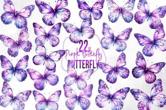 Download Watercolor Purple Butterfly Collection - Butterfly Collection