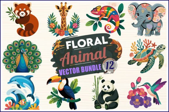 Download Floral Animal Vector Bundle SVG - Svg Collection