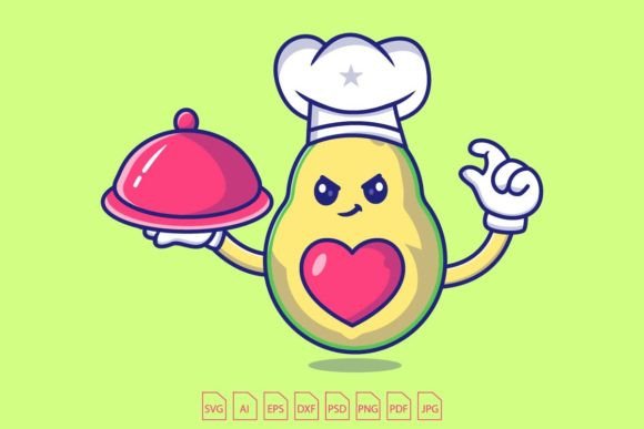 Download Avocado Chef Holding a Metal Food Platte - Old Collection