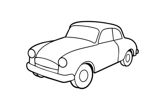 Download Retro Old Car Line Art Illustration - Old Collection