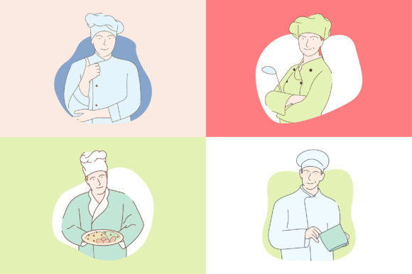 Download Chef Illustration Set Vector - Illustration Collection