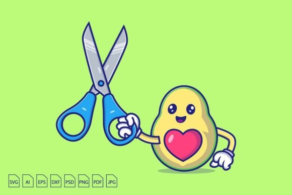 Download Avocado Holding Scissors Character - Old Collection