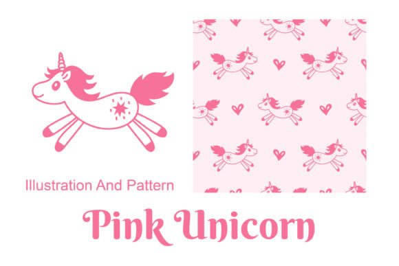 Download Pink Unicorn Illustration and Pattern - Illustration Collection