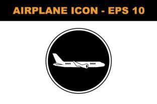Download Airplane Icon on Black Circle - Vector Illustration - Illustration Collection