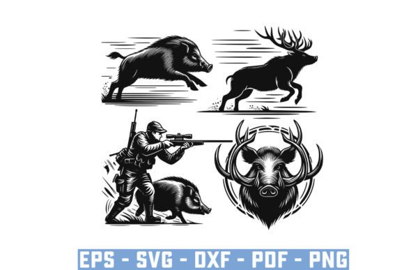 Download Wild Boar Hunter Pig Silhouette Bundle - Premium Resources