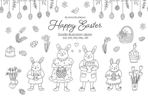 Download Happy Easter Doodle Clipart SVG - Svg Collection