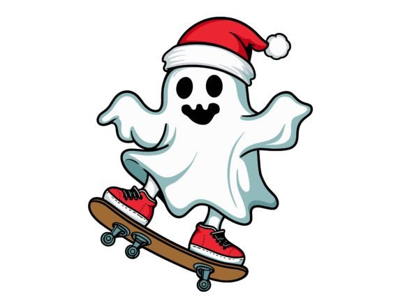 Download Christmas Ghost Boo Skateboard Vector. - Boar Collection
