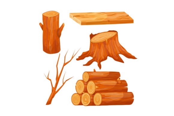 Download Wood Log Set Cartoon Vector Illustration - Illustration Collection