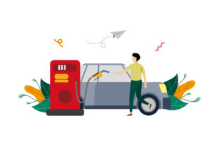 Download Refueling Car Flat Design Illustration - Illustration Collection