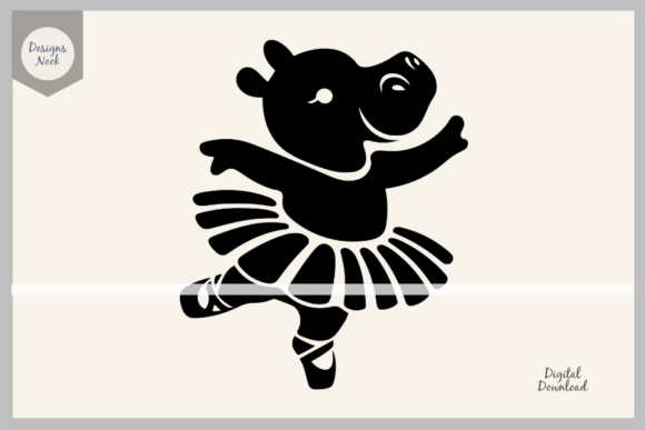 Download Ballerina Hippo SVG Clipart Silhouette - Hippo Collection
