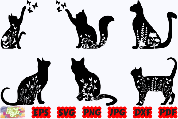 Download Floral Cat SVG | Floral Animal SVG | Cat - Svg Collection