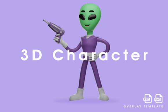 Download 3D Alien Illustration Has a Cool Pose - Illustration Collection