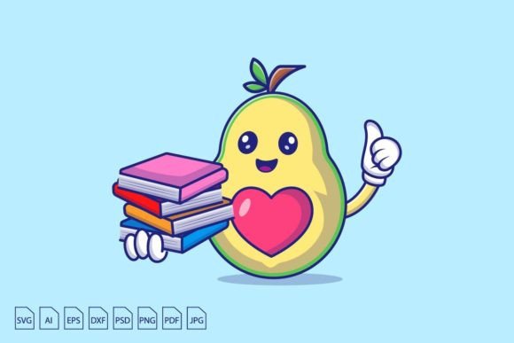 Download Avocado Holding Books Vector - Old Collection