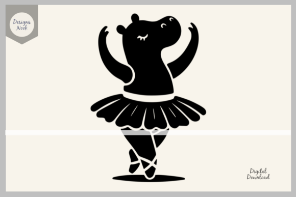 Download Ballerina Hippo SVG Clipart Silhouette - Hippo Collection