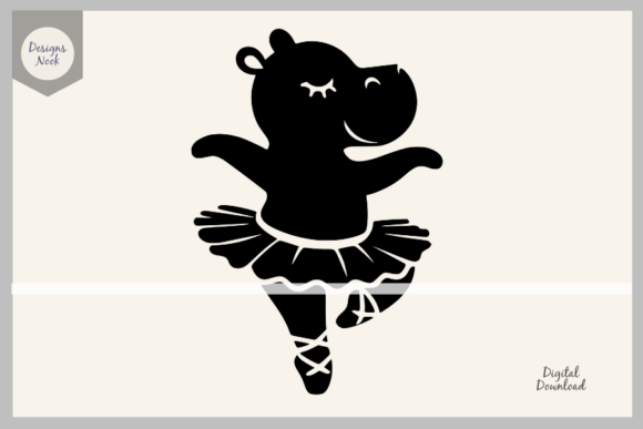 Download Ballerina Hippo SVG Clipart Silhouette - Hippo Collection