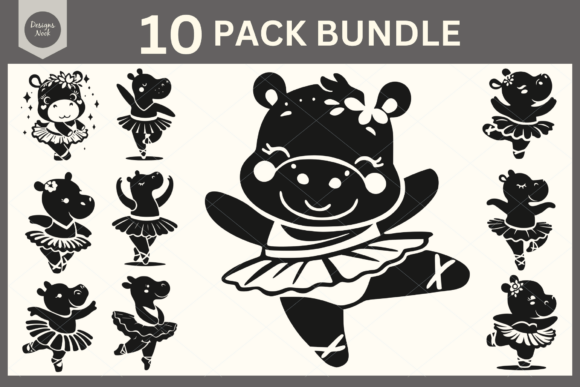Download Ballerina Hippo SVG Clipart Silhouette - Hippo Collection