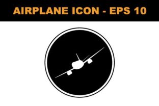 Download Airplane Icon on Black Circle&nbsp; - Vector Illustration - Illustration Collection