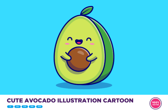 Download Cute Avocado Illustration Cartoon - Illustration Collection
