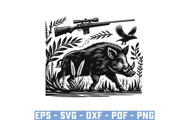 Download Wild Boar Hunter Pig Silhouette Bundle - Premium Resources