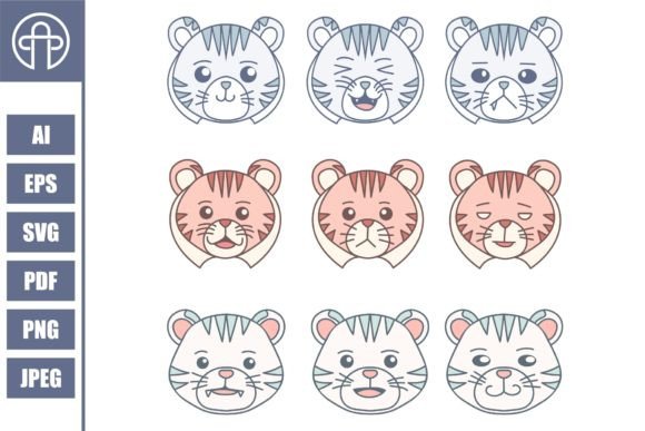 Download Set Cute Tiger Vector Illustration - Illustration Collection